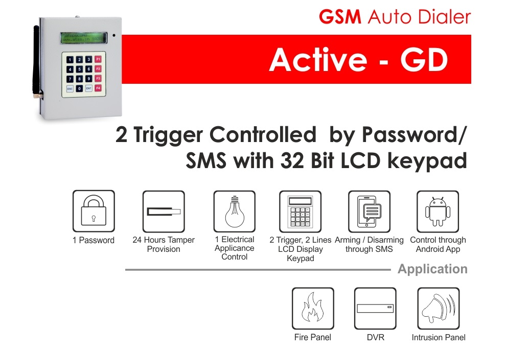 Gsm Dialer Active-GD, Gsm Auto Dialer, Gsm Dialer, GSM Burglar Fire Alarm Auto Dialer