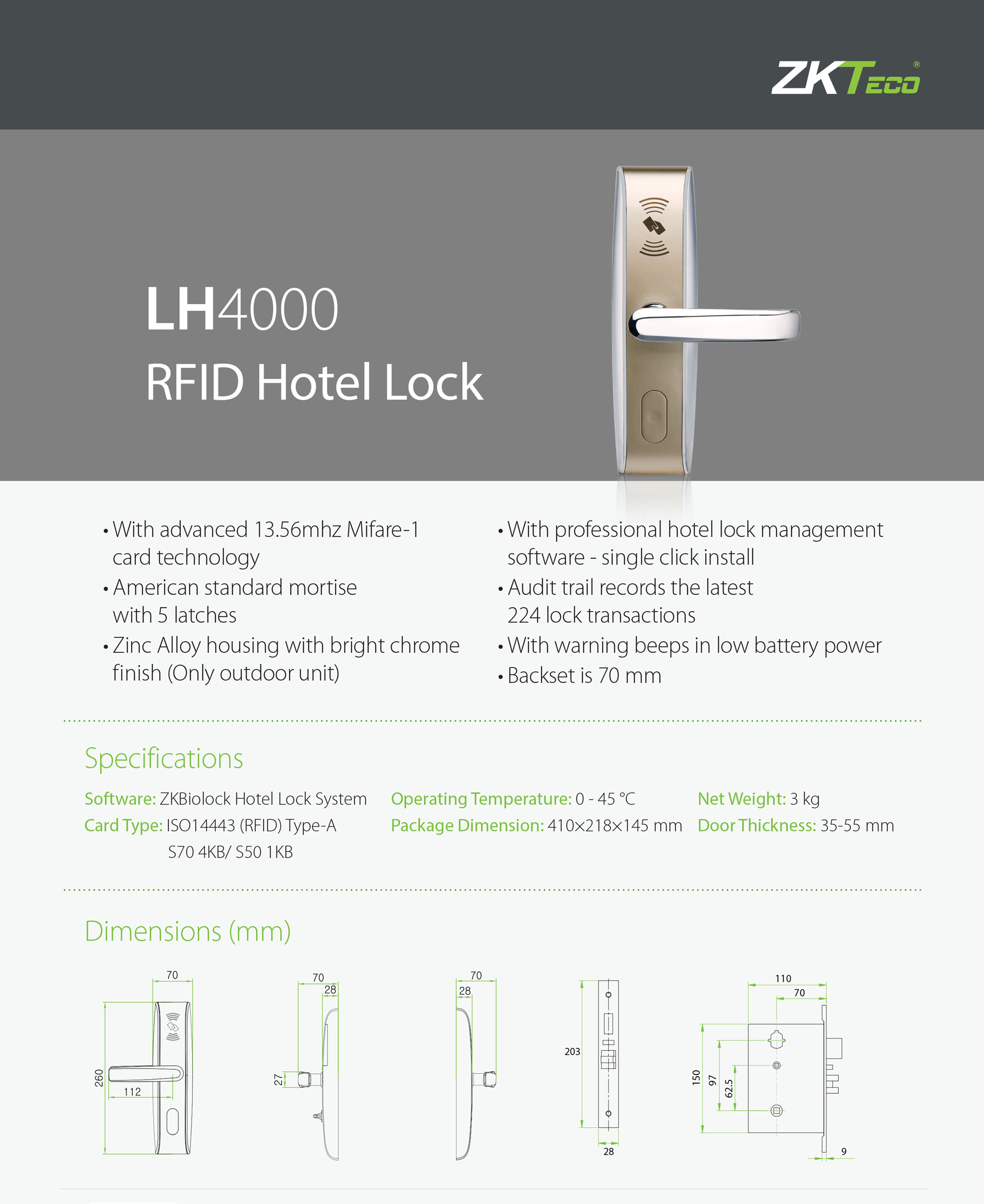 LH4000 Hotel Lock, Hotel Lock, Hotel Door Lock, Hotel Keycard.