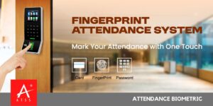 Employee using attendance biometric fingerprint scanner