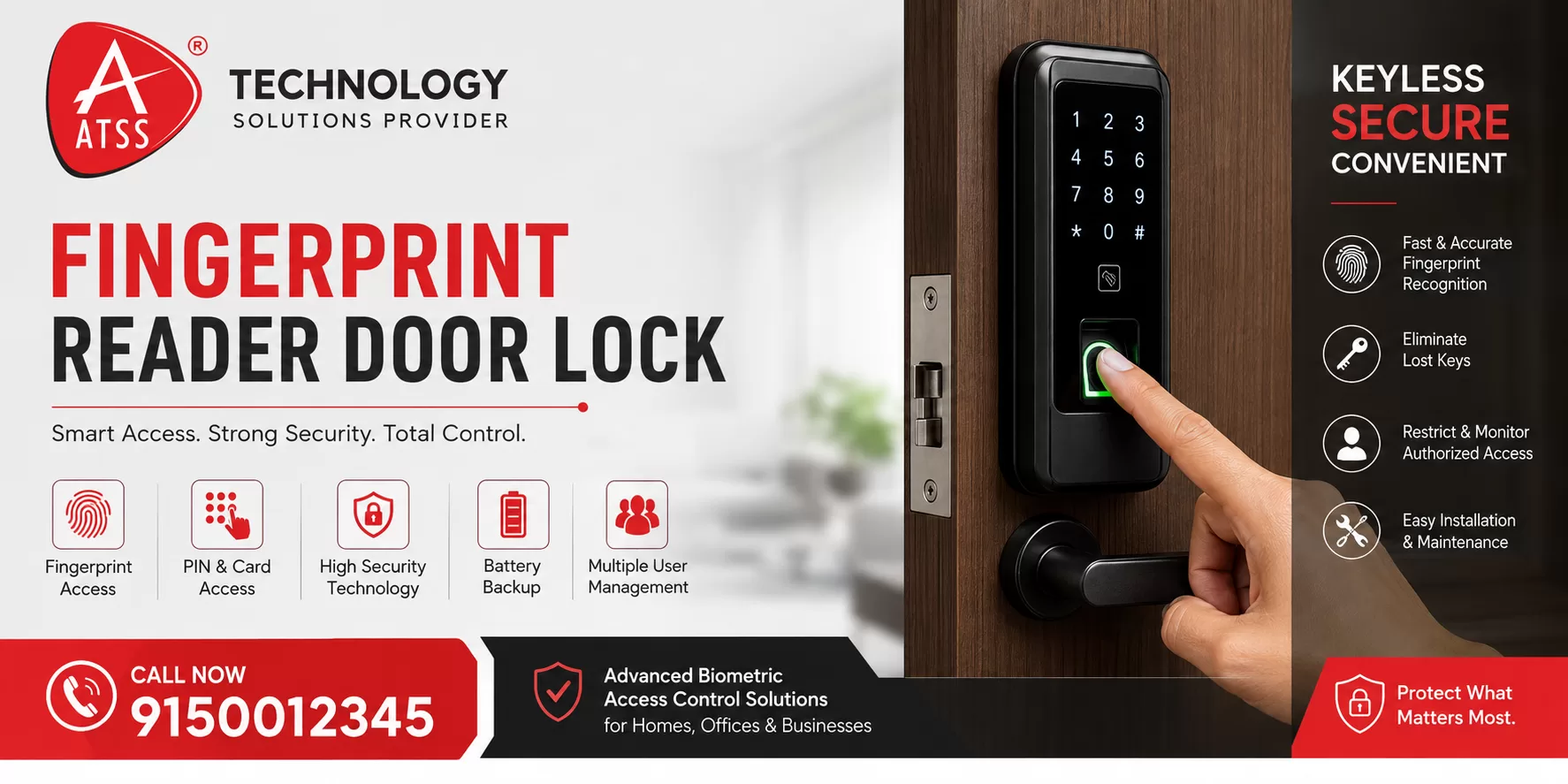 Fingerprint Reader Door Lock in Chennai with biometric access control for homes, offices and businesses
