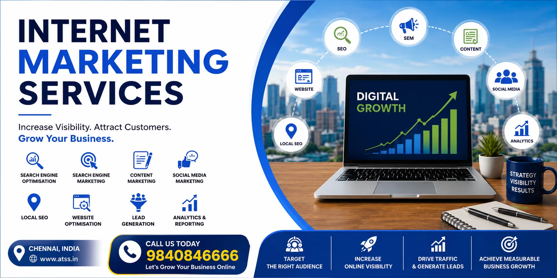 Internet Marketing Services in Chennai by ATSS for SEO, digital marketing, content marketing, lead generation and website optimisation